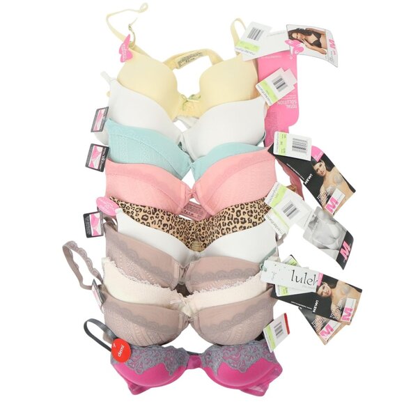 NWT Maidenform Bundle of 10 Total Solutions Bra Set Lace White Pink 34B - Picture 1 of 5